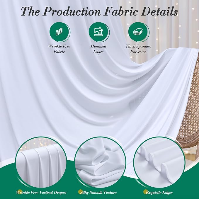 40 ft x 8 ft White Backdrop Curtain Drapes for Wedding Parties, 8 Panels 5 ft x 8 ft Wrinkle Free Polyester Photo Backdrop Drapes for Birthday Party Baby Shower Backdrop Stand - Image 6