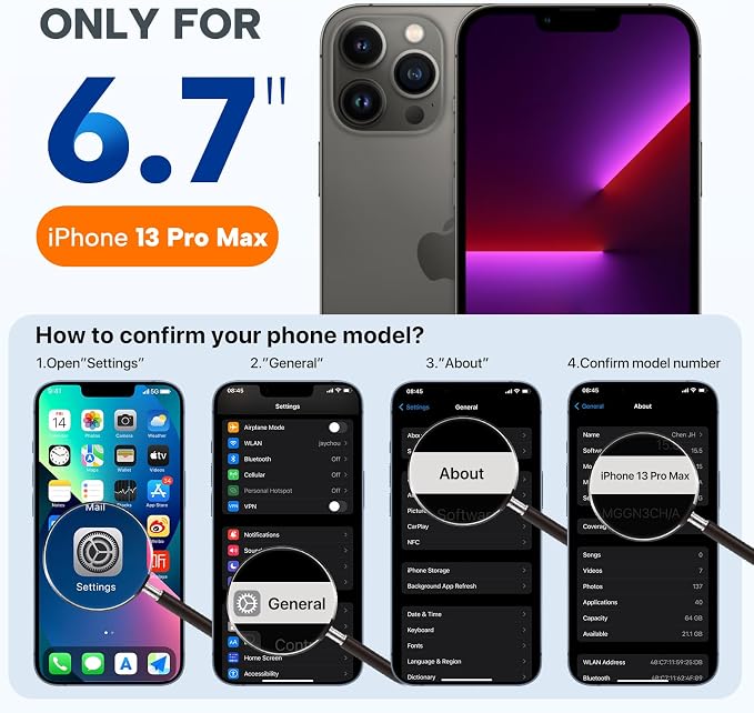 miracase Magnetic for iPhone 13 Pro Max Case, [Soft Anti-Scratch Microfiber Lining], Compatible with MagSafe, Liquid Silicone Shockproof Drop Protection Phone Case for 13 Pro Max, Dark Blue - Image 7
