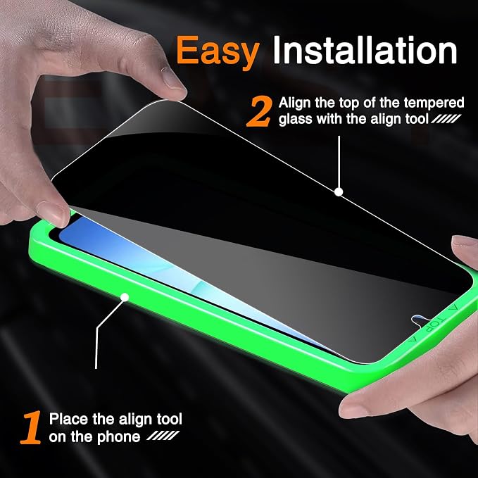 Wiaocit Tempered Glass Privacy Screen Protector for Samsung Galaxy A17 5G | 3+3 Pack, 9H Hardness, Camera Lens Protector, Installation Frame, Bubble Free, Case Friendly - Image 3