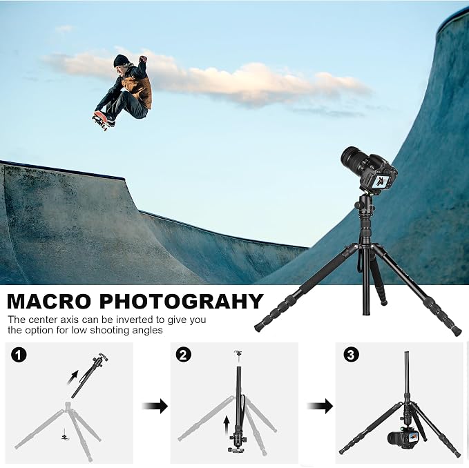 80/85 inches Heavy Duty Tripod for Camera Phone, 85" Camera Tripod Monopod | Tripod Stand for DSLR Binoculars Spotting Scope Camcorders Video, 360 Degree Ball Head, 35 lbs Loads - Image 4