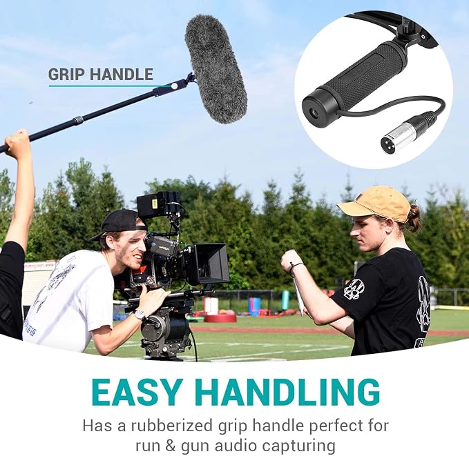 Movo BWS1000 Blimp Wind & Vibration Protection System for Shotgun Microphones - Features 12-point Internal Shockmount, Integrated XLR Cable, Furry Deadcat Windscreen & Grip Handle with Boom Attachment - Image 3