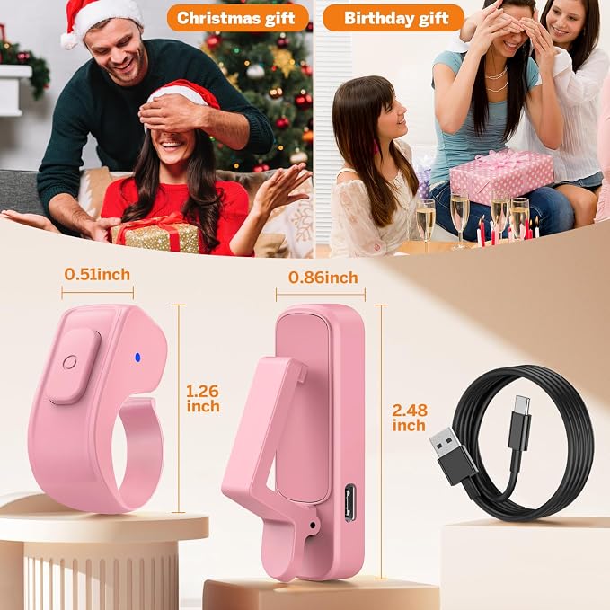 Page Turner Ring for Kindle,Remote Control for iPhone iPad Tablets eReaders | Clicker Page Turner for Kindle Accessories for Camera Video Record&Shutter Selfie with Storage Bag, Fits Thick Cases (Pink) - Image 9