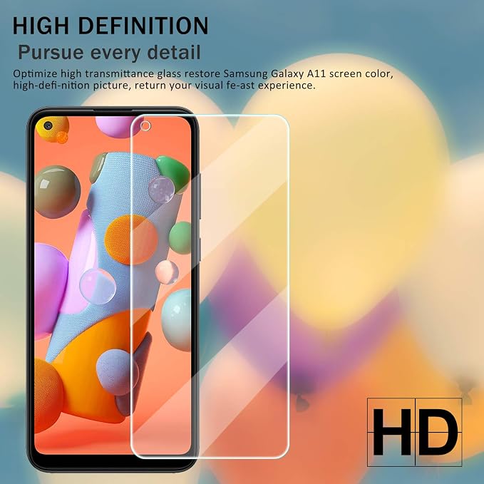Galaxy A11 HD Clear Tempered Glass Screen Protector + Camera Lens Protectors, [2+2 Pack] [3D Glass] [Anti-Glare] [Bubble-Free] Screen Protector Glass For Samsung Galaxy A11 - Image 6