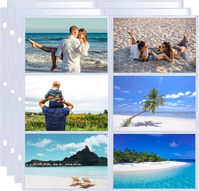 20 Pack 4x6" Photo Album Refill Pages, 12x12, 240 Pockets, Double-Sided, Clear, Water/Dust Proof, 3 Ring Binder Compatible - Image 8
