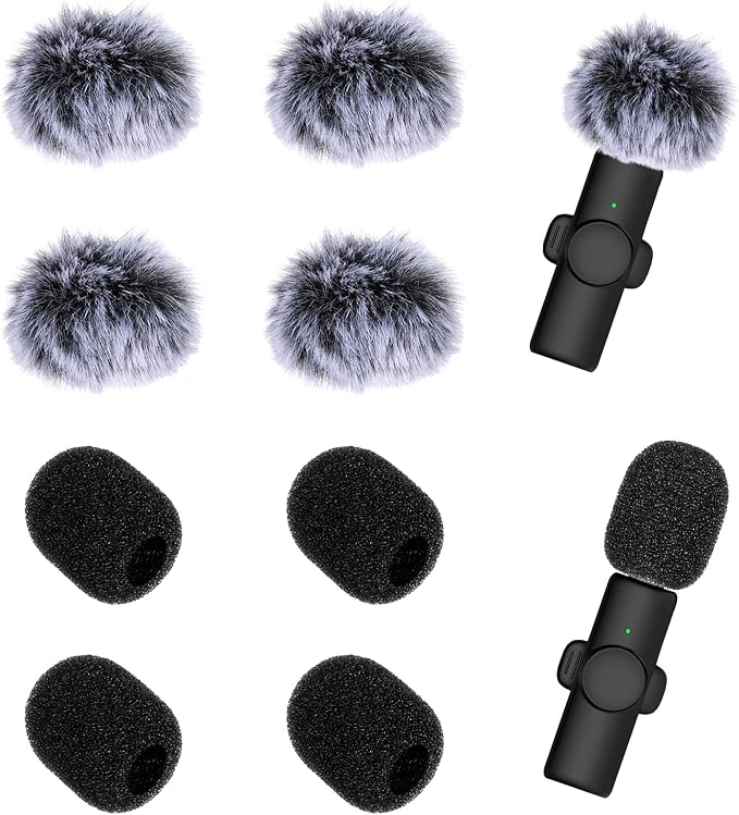 Microphone Cover, 8 PCS Mini Wireless Furry Mic Windscreen & Foam Cover Set Windproof Microphone Windscreen Wind Muff Foam Mic Covers for Lavalier Microphones, to Reduce Plosive Highlight the Vocals - Image 5