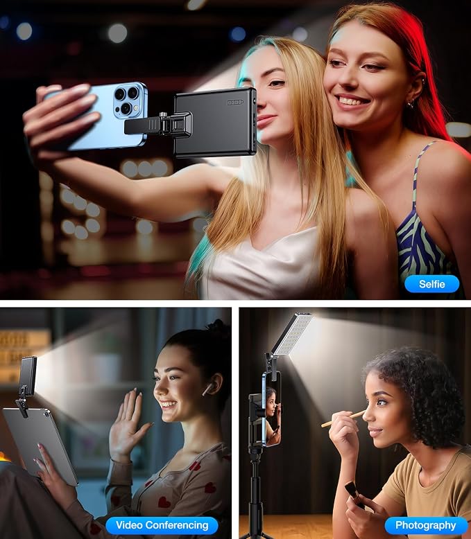 Coolpow Portable Selfie Light【84 LED】Rechargeable Phone Fill Lights with Clip【3 Light Modes】Portable Led Clip on Light for iPhone/Tablet/Laptop CRI97+ Perfect for Selfies Makeup TikTok Video Recording - Image 6