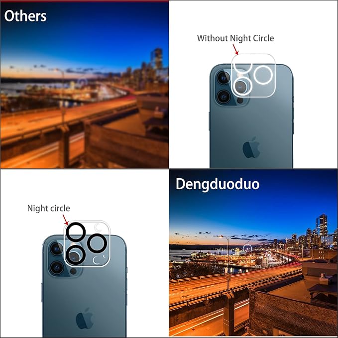 Dengduoduo 3 Pack Tempered Glass Camera Lens Protector for iPhone 12 Pro Max 6.7", Ultra HD, 9H Hardness, Anti-Scratch, Case Friendly, Easy to Install [No Affect on Night Shots] - Image 4
