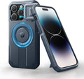 Dexnor for iPhone 14 Pro Case with Slide Camera Cover & Adjustable Kickstand, Compatible with MagSafe, Rugged Shockproof Bumper Cases Heavy-Duty Magnetic Protective Cover,6.1 inch,Navy Blue by Dexnor