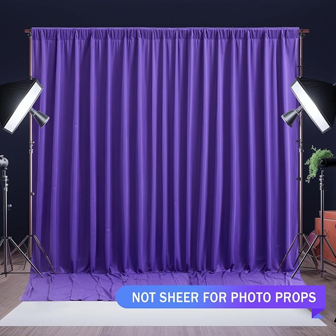 Purple Backdrop Curtains 2 Panels-Wrinkle-Free Purple Curtains Polyester Photography Drapes for Baby Shower Birthday Party Photo Background Backdrop Stand- 8 X10FT - Image 8