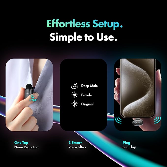 Movo NanoMic Dual USB-C Wireless Microphone for iPhone 15/16/17 and Up, Android, iPad Pro & Laptops – Wireless Lavalier Mic for USB-C Smartphones & Devices, Great for Vlogging & TikTok - Image 7