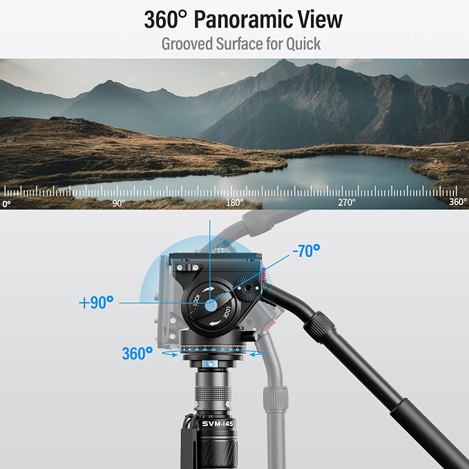 SIRUI SVM-145 Carbon Fiber Camera Monopod with Feet, 60.7" Professional Lightweight Travel Monopod with Fluid Video Head for DSLR Camera, One-Step Height Adjustment, Modular, Max Load 22lbs - Image 8