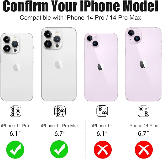 AGVEE 3+3 6 Pack for iPhone 14 Pro & Max Camera Lens Protector Cover | Individual Bling Diamond & Bling Glitter Sparkle Cute Gem Metal Ring, 9H Tempered HD Glass - Image 2