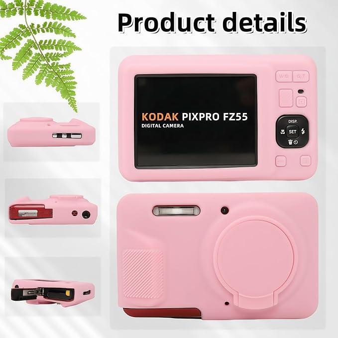 Case for Kodak PIXPRO FZ55, FZ55 accessories | Soft Silicone Protective Case Removable Lens Cover, Comes with 2 Screen Protectors and 1 Wrist Strap. (Pink) - Image 5