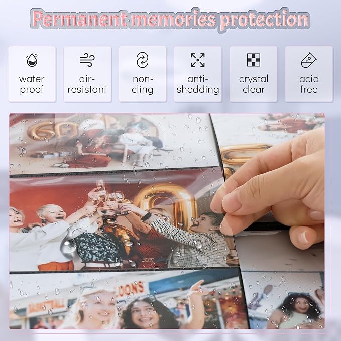 Popotop 4x6 Photo Album 200 Pictures, Linen Hardcover, Reinforced Spine | Compact 200-Photo Capacity, Acid-Free PP Slip-In Pockets, 2 Photos per Page, Black Inner Pages, No Memo Space - Image 2