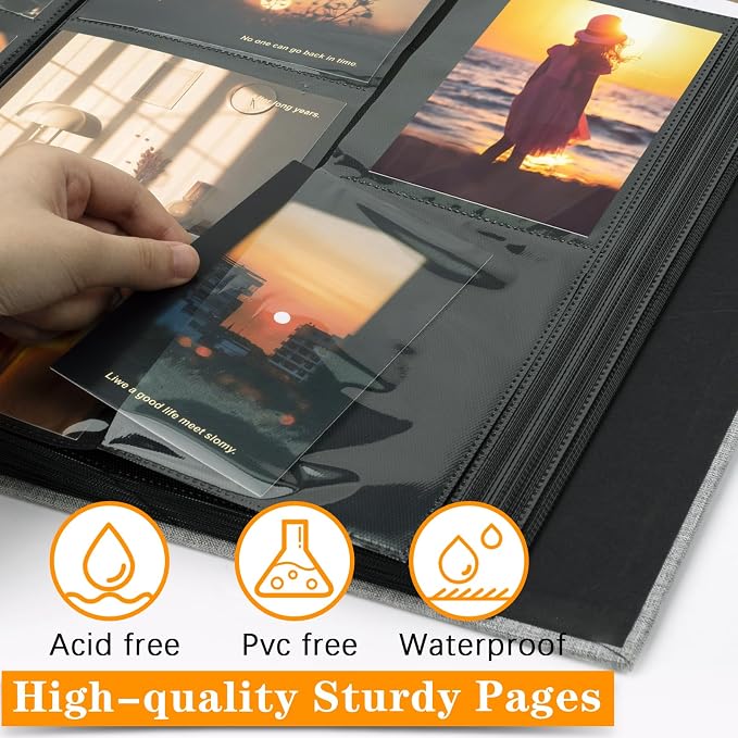 Photo Album 4x6 600 Photos Linen Large Capacity Fabric Cover Books Albums Wedding School Family Anniversary Baby Memory Engagement Travel Albums(Blue, 600 Pockets) (Pack of 2) - Image 5