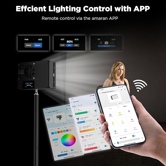 Amaran Ace 25c RGBWW LED Video Light Pocket Creator Light | 32W Boost Mode, 2300K-10000K RGBWW, 1171 Lux Output at 5600K, 4500mAh Battery, USB-C PD Fast Charging, Charcoal - Image 6