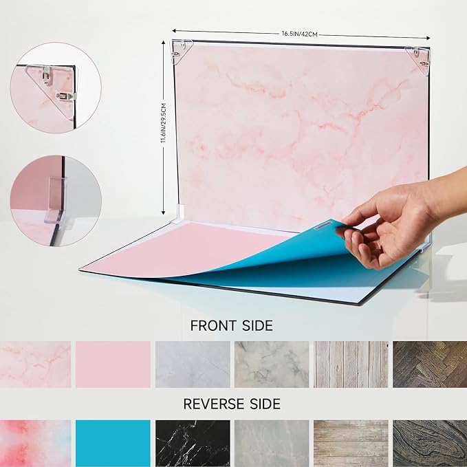 16x11.5 Inch Photo Backdrop Board Small Product Photography Backdrop Kit, 6PCS Double Sided 12 Patterns Flat Lay Background Paper Photoshoot Props, for Food Jewelry Cosmetics Photography - Image 7