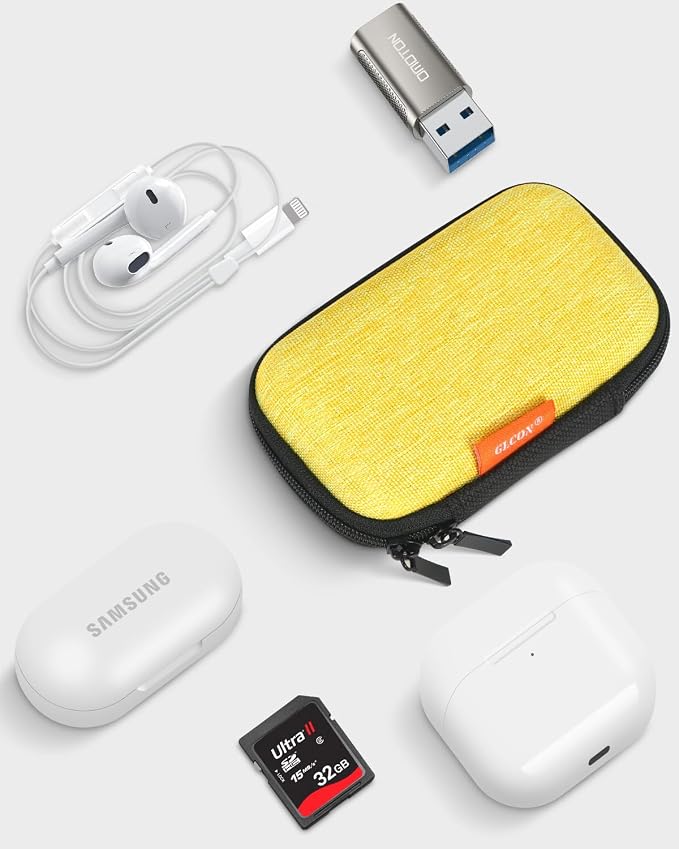 Gold-Yellow Mini Earbud Case, Cute Protective Pouch for Apple Airpods | Fits Samsung Galaxy Buds, JBL, Sony, Cable, Card, Earplugs, Heart Monitor, Small Hard Shell Bag - Image 7
