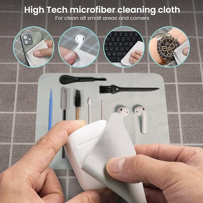 MUIIGOOD Airpods Cleaner Kit 221 Pcs Earbud Cleaning Putty Remove Ear Wax Phone Cleaning kit Cleaner Pen Brush Microfiber Cloth for Airpods Pro/1/2/3 Charging Case Headphones Camera Hearing Aids - Image 6