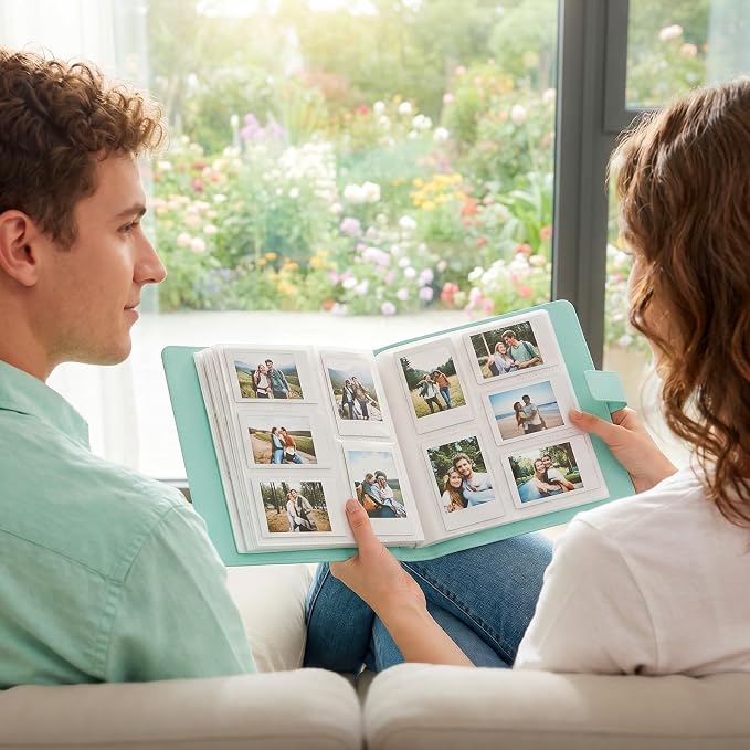 Photo Album, Hold 360 Instant Mini Photos, Acid-free, PU Leather | for Fujifilm Instax Mini Photo - Polaroid mini pictures, for Wedding, Anniversary, Family or Travel Records, Green - Image 2