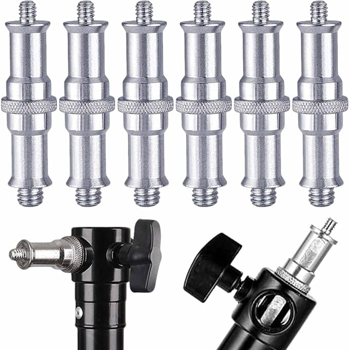 KuuGuu 4 PCS Standard 1/4 to 3/8 inch Metal Convertor Threaded Screw Tripod Adapter Spigot Stud for Flash Holder, Studio Light Stand, Ball Head (Copper) by KuuGuu