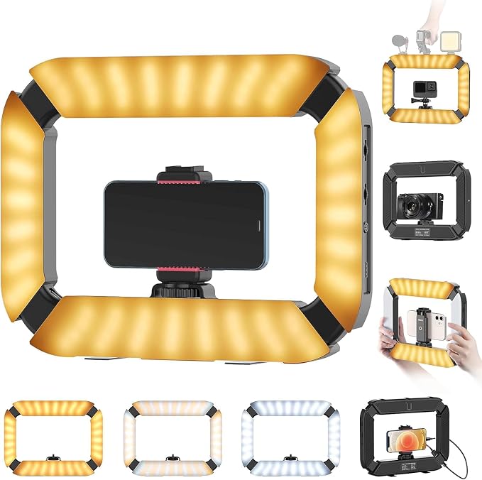 Smartphone Video Rig PICTRON U200 Handheld LED Ring Light Selfie Light | Phone Video Stabilizer for Camera, Smartphone, Action Camera, YouTube, Setup, Filmmaking, Makeup, Vlogging by PICTRON