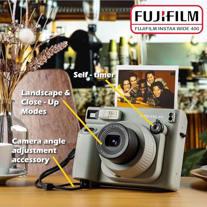 Fujifilm Instax Wide 400 Instant Camera (Sage Green) + INSTAX Wide Film (20 Exposures) + Shutter Accessories Bundle – Carrying Case, 80-Pocket Green Photo Album - Image 7