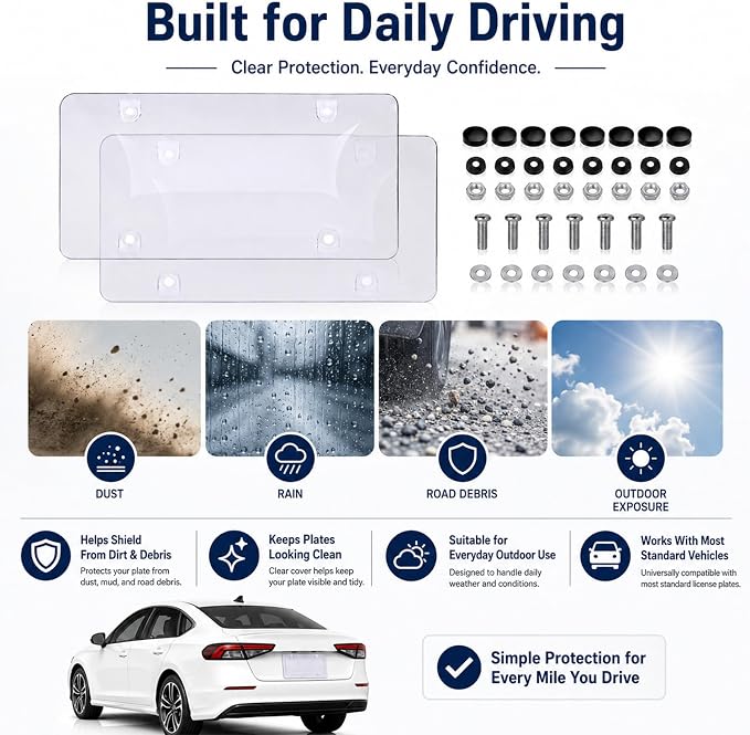 License Plate Camera Blocker, Transparent License Plate Cover Paired with A Silicone Licenses Plates Frame, Easy to Install, Suitable for Front and Rear Licenses Plates (Blue-B) - Image 7
