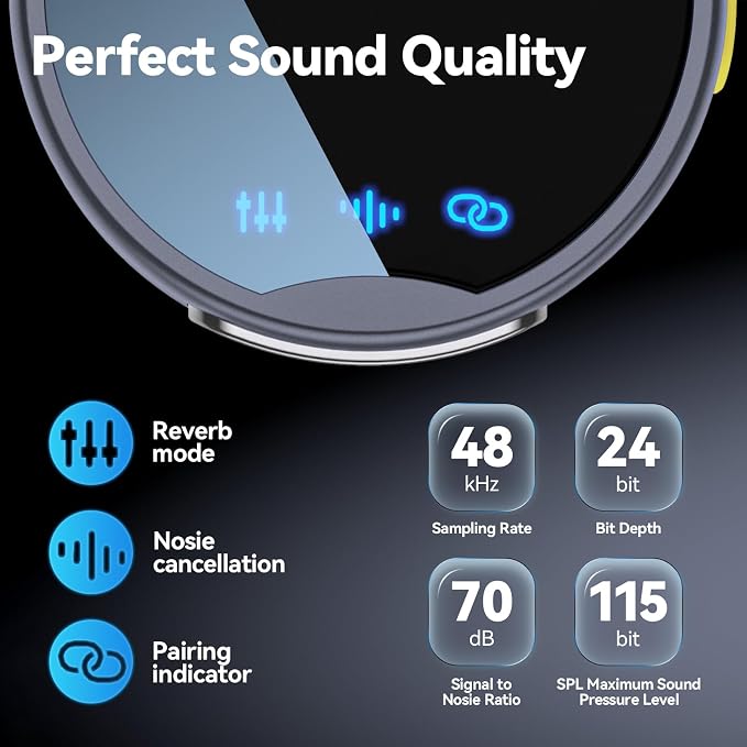 Wireless Lavalier Microphone for iPhone/Android/Camera, 200ft Range, Mini Microphone with Noise Cancellation, 25Hrs Battery Life Lapel Bluetooth Mic, USB C Wireless Lapel Mic for Video Recording - Image 2