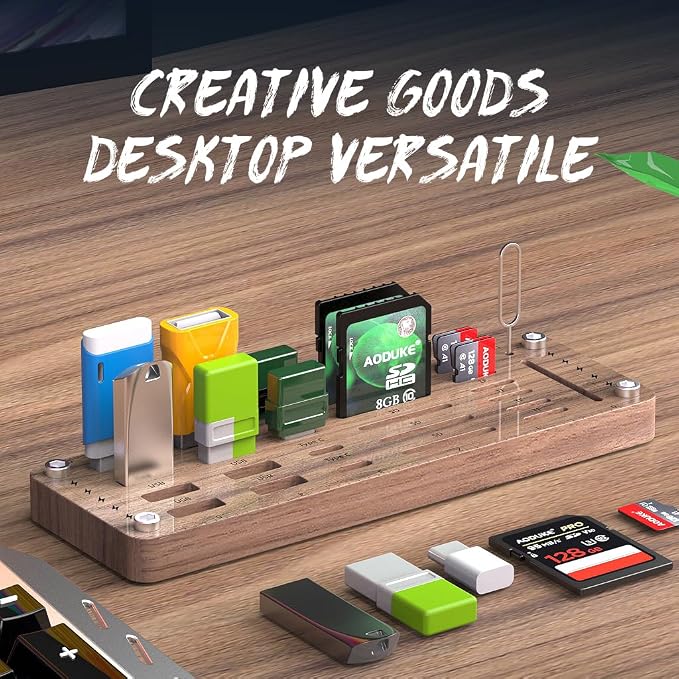 25 Slot Wooden Memory Card Case Box and USB Drive Stand - SD Card Holder, Micro SD Case, Mobile Card Taking Needle - FSNH01M - Image 4