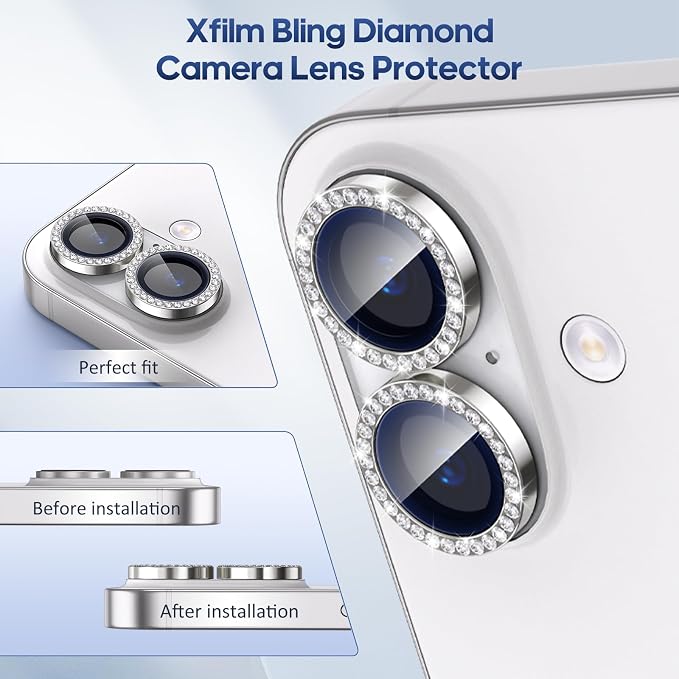 for iPhone 17 Camera Lens Protector Cover Bling Diamond, Silver | Individual Metal, 9H Hardness, Scratch Resistant, Shockproof, Drop Protection, Case Friendly, Stylish Accessories - Image 5