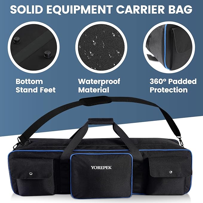YOREPEK 40.5" Heavy Tripod Carrying Case Bag with 2 Padding Protective Pads | Water Resistant Light Stand Bag for Tripods, Monopods, Speaker Stands, Umbrellas, Studio Equipment Case fit Tripods Manfrotto - Image 5