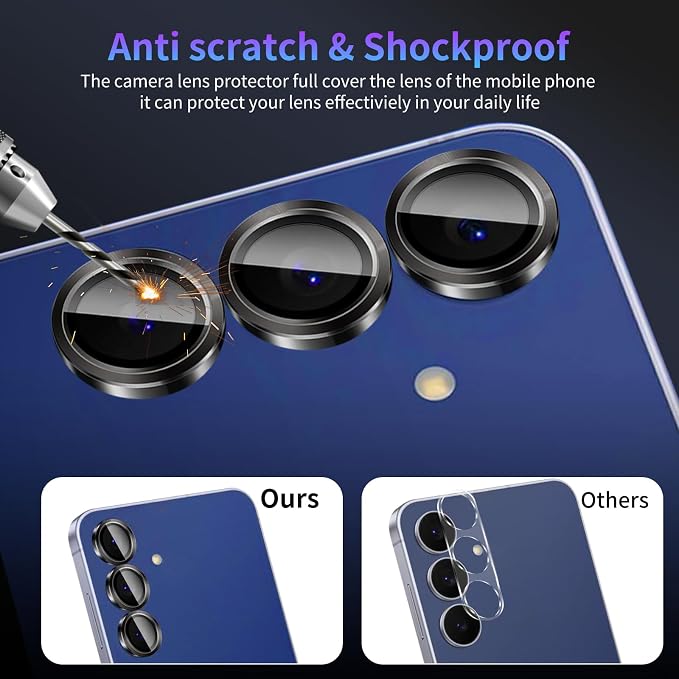 Camera Lens Protector for Samsung Galaxy S25 FE,1 Pack | Tempered Metal Glass Camera Cover Film,HD Clear,Anti-Scratch Lens Screen Protector Film,Case Friendly,Black Titanium - Image 4