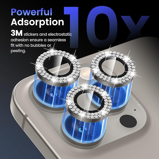 Tensea Camera Lens Protector Compatible for iPhone 17 Pro Max/17 Pro/15 Pro Max/15 Pro/16 Pro Max/16 Pro/14 Pro Max/14 Pro, Metal Tempered Glass Cover Camera Screen Protector Accessories,Case Friendly - Image 4