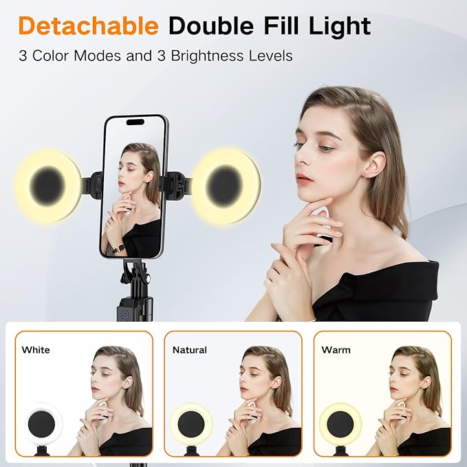 Professional Vlogging Kit for iPhone/Android, 70”Auto Face Tracking Tripod for iPhone with Light, 25H Battery Life Wireless Microphones,Content Creator Kit for TikTok/YouTube Starter - Image 2
