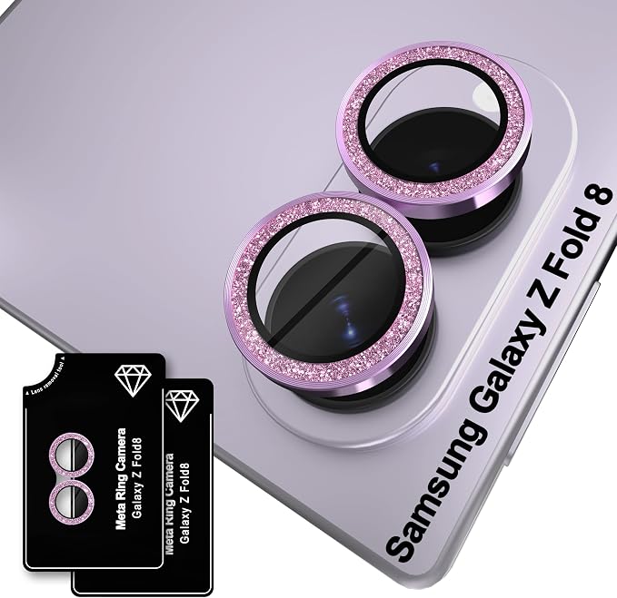 Orzero (2 Sets) Camera Lens Protector for Samsung Galaxy Z Fold 8, [EZ Install] [Case-Friendly] 9H Tempered Glass Bling Lens Cover Accessories, Military-Grade Shockproof, HD Clarity Anti-Glare - Glitter Purple by JumpIntoOrzeroLet%E2%80%99sExploreLikeNeverBefore