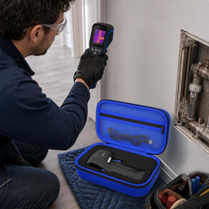 Boobowl Hard Thermal Camera Case for TOPDON TC004, for HSFTOOLS HF96, H128 | Infrared Camera Box, Removable Foam and Storage Pocket for USB Cables and Calibration Cards, Technicians, Case Only - Blue - Image 9