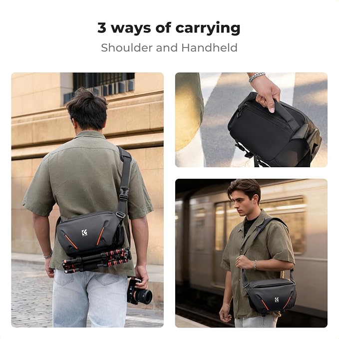 K&F CONCEPT Camera Sling Bag, Lightweight Crossbody Bag with Tripod Holder | Water-Resistant, Foldable Side Pocket, Quick Access, Street & City, Men & Women, for Canon/Sony/Nikon/DSLR/Mirrorless, BS19 - Image 8