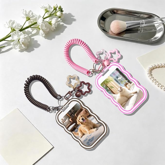 2 Pack Cute Photocard Holder Keychain,Kpop Photo Card Holder | Creative Photo Protector Keychain Accessories for Bus Card, Daily Display & Travel Decorations Gifts - Image 5