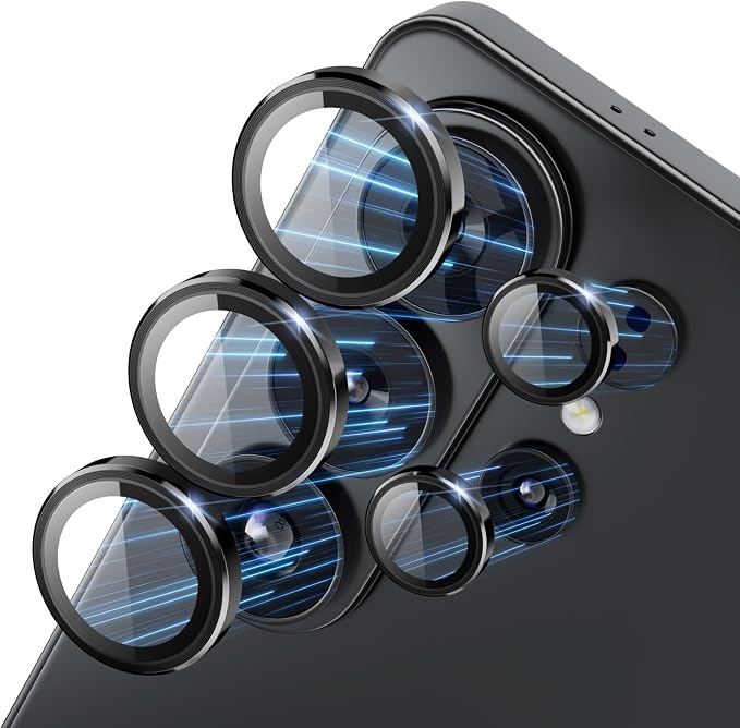 CloudValley for Samsung Galaxy S26 Ultra Camera Lens Protector | 9H Tempered Glass + Aluminum Alloy Lens Protective Ring Ultra-HD Individual Lens Cover,Black by CloudValley
