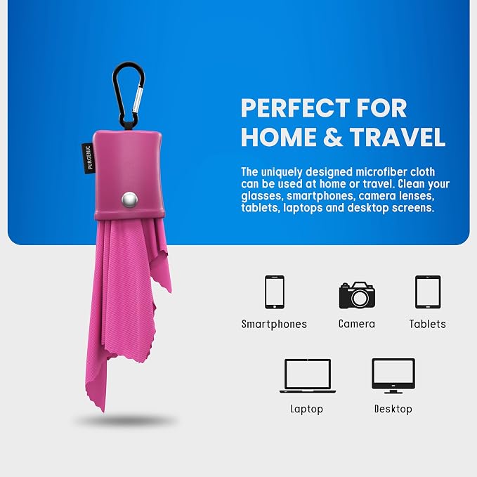 Microfiber Cloth & Glasses Wipes (1 Pack) Lens & Glasses Cleaning Cloth - Eyeglass Cleaner - Camera Lenses & Gadget Delicate Screens - Pink - Image 5