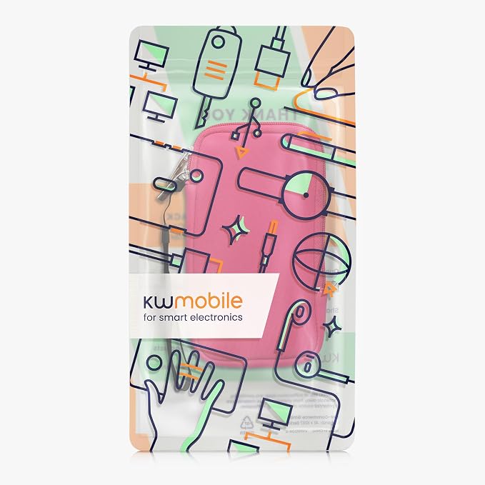 kwmobile Universal Phone Pouch Size XL - 6.7/6.8" - Neoprene Smartphone Pouch with Zip - Water-Repellent Mobile Phone Case - Sleeve in Dark Pink - Image 7