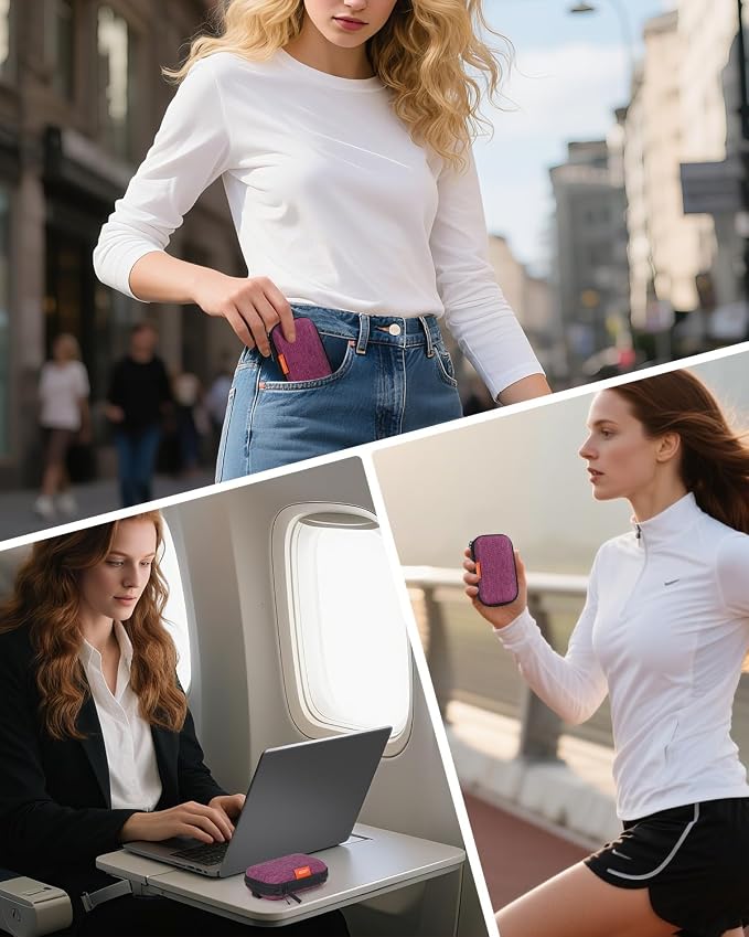 Mini Hard Earbud Case, Grape-Purple Cute Pouch for Samsung JBL Sony | Fits Apple Airpods, Earpods, Cable, Card, Earplugs, Heart Monitor, Small Protective Carrying Bag - Image 5