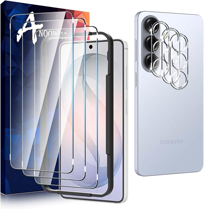 Anoowkoa 3 Pack Glass Screen Protector for Samsung Galaxy S26 & 3 Pack Galaxy S26 Camera Lens Protector Tempered Glass.9H Hardness.Bubble-free.Support Fingerprint Unlock.Easy Installation by Anoowkoa