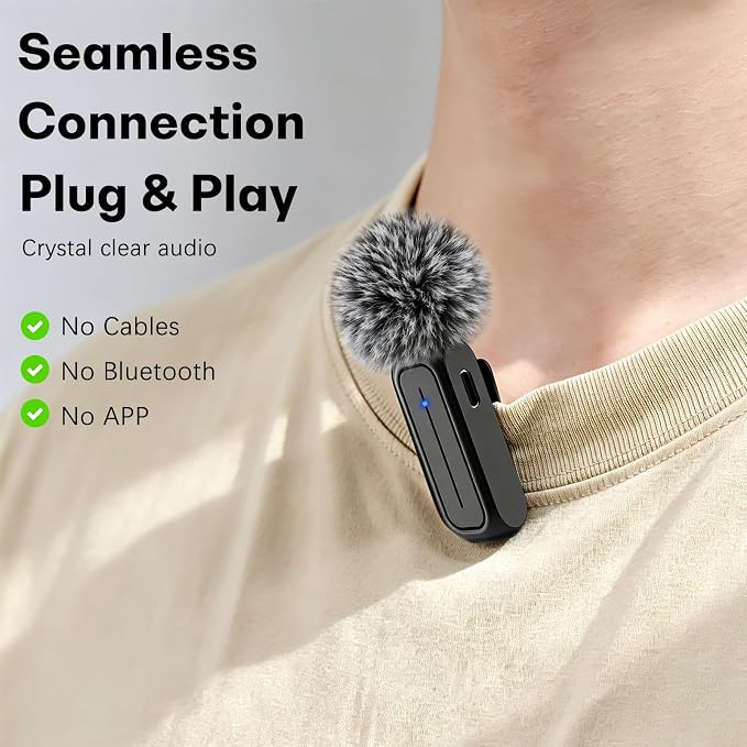 MAYBESTA Wireless Mini Microphone for iPhone Android Phone - Bluetooth Lapel Microphones with Charging Case for Video Recording - 2 Clip on Content Creator Mics for Tiktok YouTube Vlog - Image 3