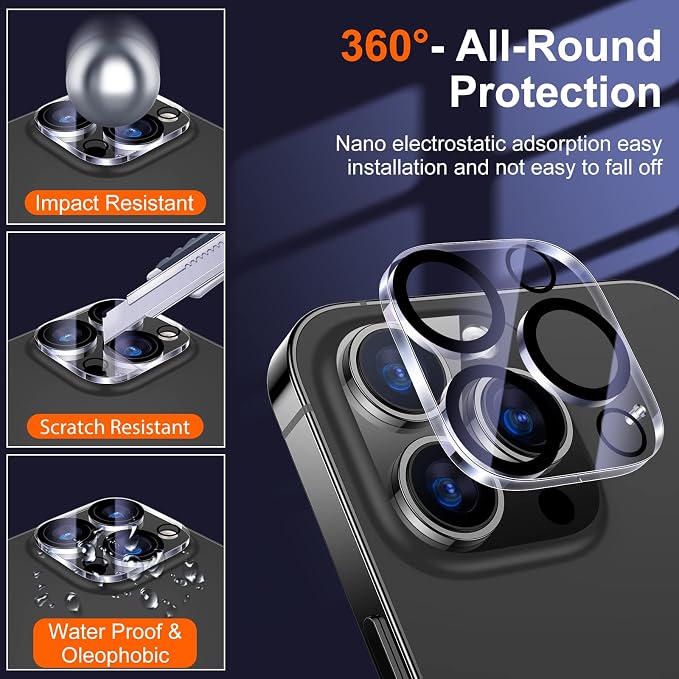 UniqueMe 3 Pack for iPhone 13 Pro/13 Pro Max Camera Lens Protector-Clear | Tempered Glass, Case Friendly, New version, Scratch-Resistant, Easy Installation - Image 8