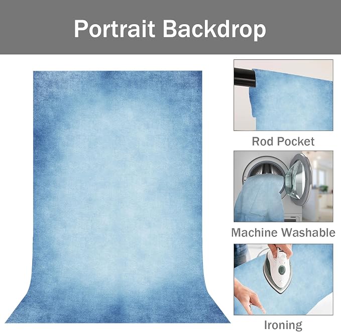 Light Blue Photography Backdrops for Photoshoot, Abstract Fabric 8x10ft | Vintage Studio Photo Backgrounds, Non Reflective, Easy to Use, for Portrait, Headshot, Product - Image 5