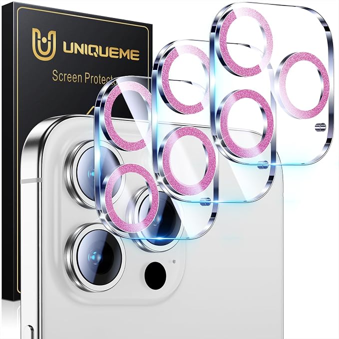 UniqueMe for iPhone 15 Pro/15 Pro Max Camera Lens Protector-Bright Purple | 3 Pack-Drop Protection, Case Friendly, 9H Tempered Glass, Camera Cover Screen, Update New Version by UniqueMe