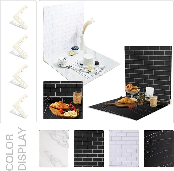 2-Sided 2 PCS Photo Backdrop Boards, Subway Tile Flat Lay Food Photography Background Board, Durable Waterproof Product Food Photography, 24x24 Inch, BEIYANG - Image 4