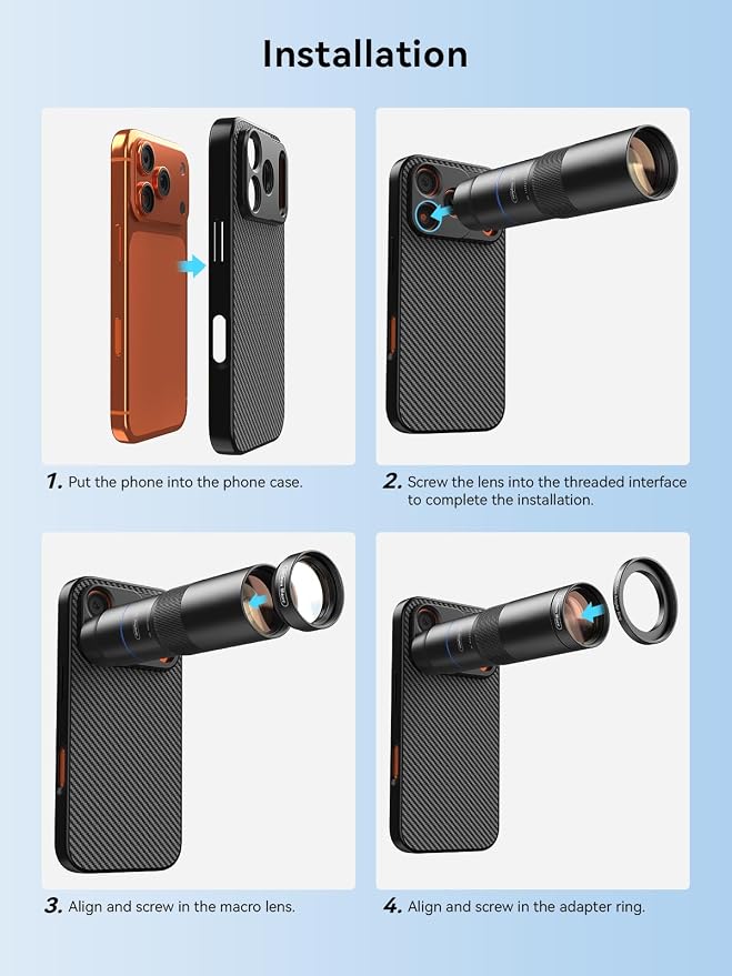 MIAO LAB 10X Telephoto + 200mm Macro Lens for iPhone 17 Pro, 2-in-1 Telephoto & Macro with 17mm Thread Interface & Dedicated Case – Perfect for Concerts, Travel, and Outdoor Exploration - Image 8